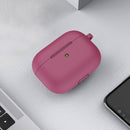 Thicken Silicone Round Bottom Earphone Protective Case with Hook For AirPods 3(Rose Red)