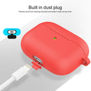 Thicken Silicone Round Bottom Earphone Protective Case with Hook For AirPods 3(Red)
