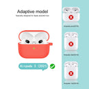 Thicken Silicone Round Bottom Earphone Protective Case with Hook For AirPods 3(Red)