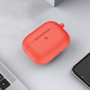 Thicken Silicone Round Bottom Earphone Protective Case with Hook For AirPods 3(Red)