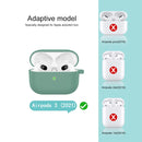 Thicken Silicone Round Bottom Earphone Protective Case with Hook For AirPods 3(Pine Needle Green)