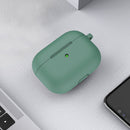 Thicken Silicone Round Bottom Earphone Protective Case with Hook For AirPods 3(Pine Needle Green)