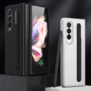 For Samsung Galaxy Z Fold3 5G GKK Ultra-thin PC + Leather Full Coverage Phone Flip Case with Pen Slot(Dark Green)