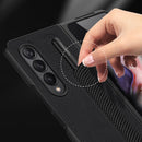 For Samsung Galaxy Z Fold3 5G GKK Ultra-thin PC + Leather Full Coverage Phone Flip Case with Pen Slot(Dark Green)