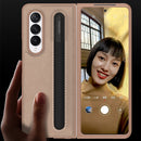 For Samsung Galaxy Z Fold3 5G GKK Ultra-thin PC + Leather Full Coverage Phone Flip Case with Pen Slot(Dark Green)