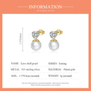 S925 Sterling Silver Heart Shell Beads Ear Studs Women Earrings
