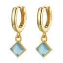 S925 Sterling Silver Square Zircon Women Earrings(Blue)