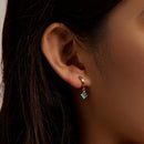 S925 Sterling Silver Square Zircon Women Earrings(Blue)