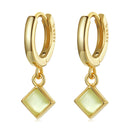 S925 Sterling Silver Square Zircon Women Earrings(Green)