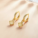 S925 Sterling Silver Square Zircon Women Earrings(Green)