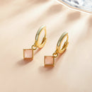 S925 Sterling Silver Square Zircon Women Earrings(Pink)