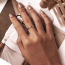 S925 Sterling Silver Hollow Heart Women Open Ring
