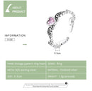 S925 Sterling Silver Retro Flower Heart Women Open Ring