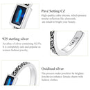 S925 Sterling Silver Retro Flower Square Zircon Women Open Ring