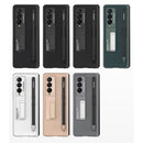 For Samsung Galaxy Z Fold3 5G GKK Ultra-thin PC + PU Phone Flip Case with Holder & Pen Slot(Cross Texture)