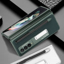 For Samsung Galaxy Z Fold3 5G GKK Ultra-thin PC + PU Phone Flip Case with Holder & Pen Slot(Cross Texture)
