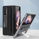 For Samsung Galaxy Z Fold3 5G GKK Ultra-thin PC + PU Phone Flip Case with Holder & Pen Slot(Cross Texture)