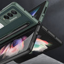 For Samsung Galaxy Z Fold3 5G GKK Ultra-thin PC + PU Phone Flip Case with Holder & Pen Slot(Dark Green)