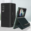 For Samsung Galaxy Z Fold3 5G GKK Ultra-thin Horizontal Flip Leather Phone Case with Pen Slot(Carbon Fiber Texture)