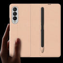 For Samsung Galaxy Z Fold3 5G GKK Ultra-thin Horizontal Flip Leather Phone Case with Pen Slot(Carbon Fiber Texture)