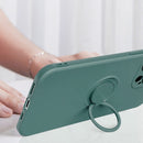 All-inclusive Liquid Silicone Phone Protective Case with Ring Holder & Lanyard For iPhone 13 Pro Max(Matcha Green)