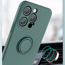 All-inclusive Liquid Silicone Phone Protective Case with Ring Holder & Lanyard For iPhone 13 Pro Max(Matcha Green)