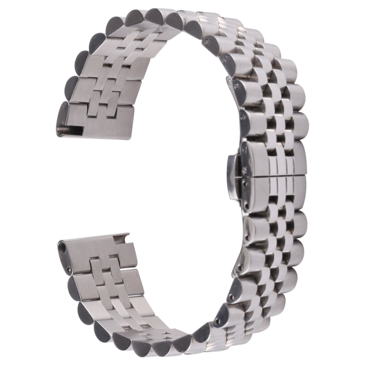 20mm Five-bead Stainless Steel Watch Band(Silver)