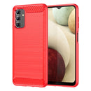 For Samsung Galaxy A13 5G Brushed Texture Carbon Fiber TPU Phone Case (Red)