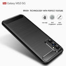 For Samsung Galaxy M52 5G Brushed Texture Carbon Fiber TPU Phone Case(Navy Blue)