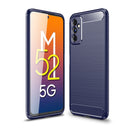 For Samsung Galaxy M52 5G Brushed Texture Carbon Fiber TPU Phone Case(Navy Blue)