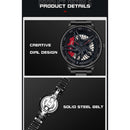 SANDA 1062 360 Degree Hollow Spinning Dial Steel Strap Quartz Watch for Men(Black)