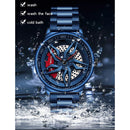 SANDA 1062 360 Degree Hollow Spinning Dial Steel Strap Quartz Watch for Men(Black)