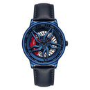 SANDA 1062 360 Degree Hollow Spinning Dial Leather Strap Quartz Watch for Men(Blue)