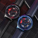 SANDA 1062 360 Degree Hollow Spinning Dial Leather Strap Quartz Watch for Men(Silver)