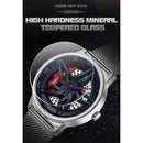 SANDA 1062 360 Degree Hollow Spinning Dial Mesh Strap Quartz Watch for Men(Black)