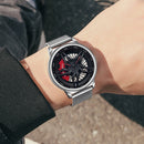 SANDA 1062 360 Degree Hollow Spinning Dial Mesh Strap Quartz Watch for Men(Black)