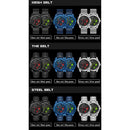 SANDA 1065 3D Hollow Out Wheel Non-rotatable Dial Quartz Watch for Men, Style:Steel Belt(Silver Green)