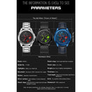 SANDA 1065 3D Hollow Out Wheel Non-rotatable Dial Quartz Watch for Men, Style:Mesh Belt(Blue Red)
