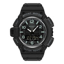 SANDA 3101 Dual Time Dispay Dial Luminous Timer Alarm Clock Electronic Watch for Men(All Black)