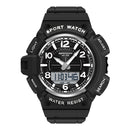 SANDA 3101 Dual Time Dispay Dial Luminous Timer Alarm Clock Electronic Watch for Men(Black White)