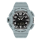 SANDA 3101 Dual Time Dispay Dial Luminous Timer Alarm Clock Electronic Watch for Men(Grey)