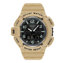 SANDA 3101 Dual Time Dispay Dial Luminous Timer Alarm Clock Electronic Watch for Men(Khaki)