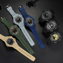SANDA 3101 Dual Time Dispay Dial Luminous Timer Alarm Clock Electronic Watch for Men(All Black)