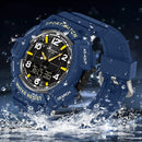 SANDA 3101 Dual Time Dispay Dial Luminous Timer Alarm Clock Electronic Watch for Men(Deep Blue)