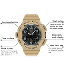 SANDA 3101 Dual Time Dispay Dial Luminous Timer Alarm Clock Electronic Watch for Men(Black White)