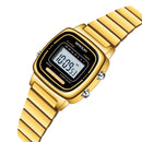 SANDA 6053 Square LED Digital Display Dial Running Seconds Alarm Clock Electronic Watch for Women(Gold)