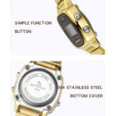 SANDA 6053 Square LED Digital Display Dial Running Seconds Alarm Clock Electronic Watch for Women(Gold)