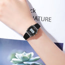 SANDA 6053 Square LED Digital Display Dial Running Seconds Alarm Clock Electronic Watch for Women(Gold)