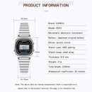 SANDA 6053 Square LED Digital Display Dial Running Seconds Alarm Clock Electronic Watch for Women(Gold)