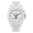 SANDA 6078 Fluorescent Calendar Dial Transparent Strap Quartz Watch for Women(Transparent White)